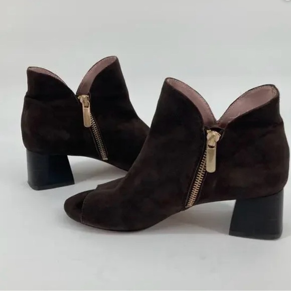 Taryn Rose Brown Suede Leather Open Toes Fleet Ankle Booties, Size 9.5 - Picture 9 of 16